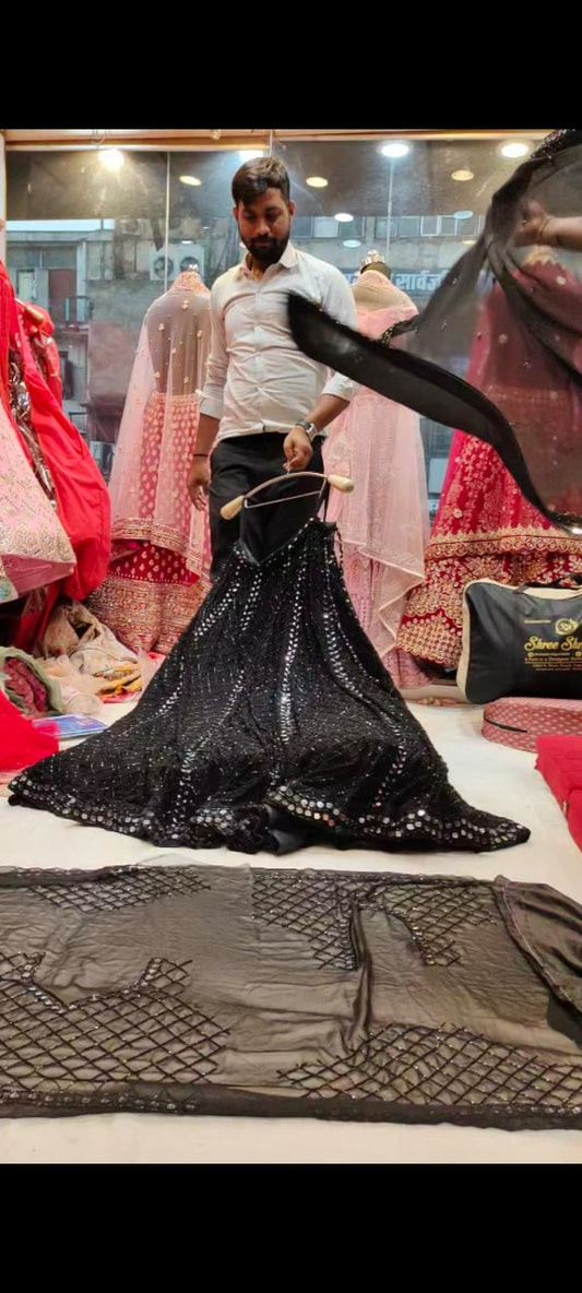 Mirror Black Lehenga - Shopping World