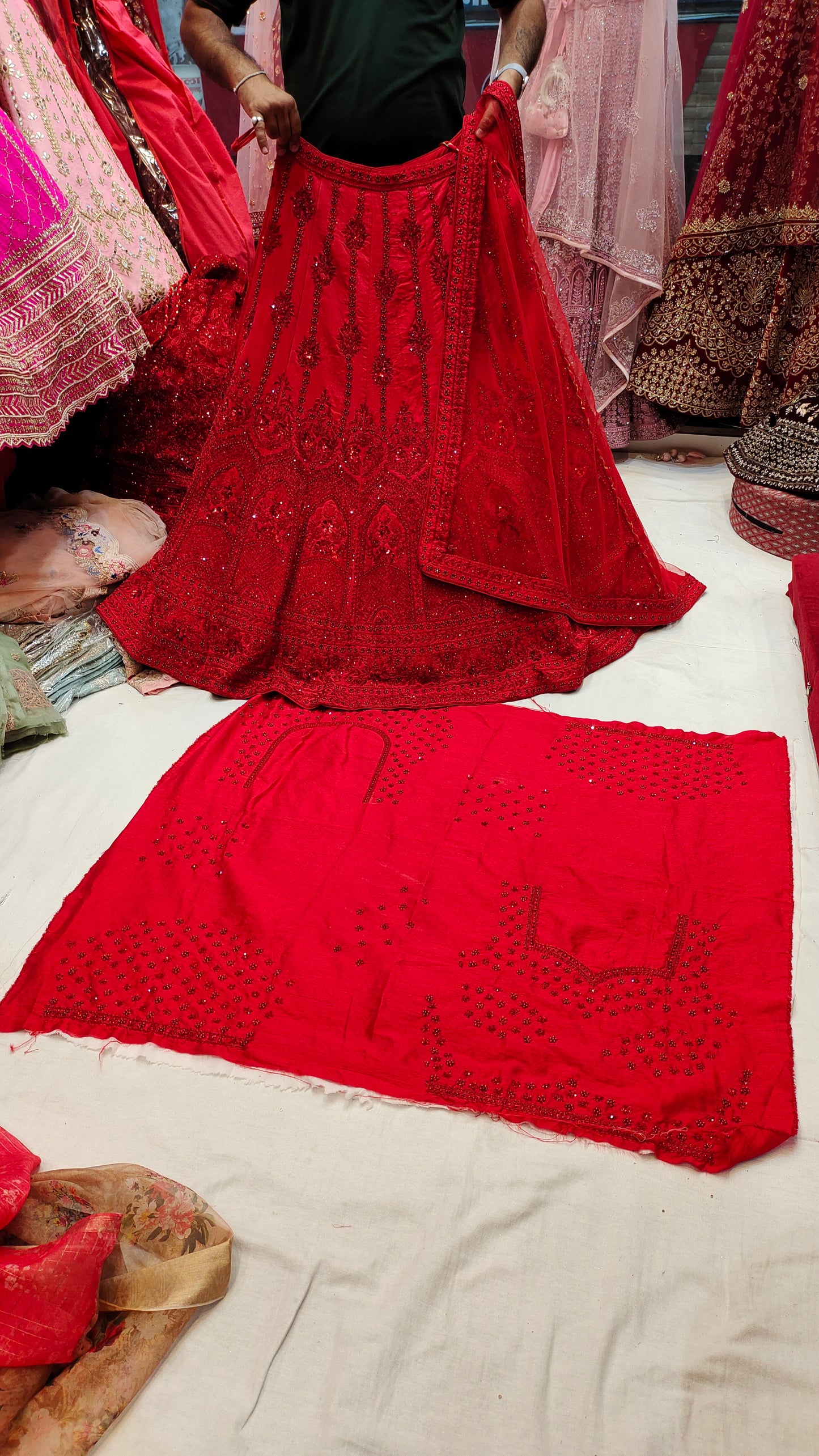 Designer Red on Red  Lehenga Shopping World