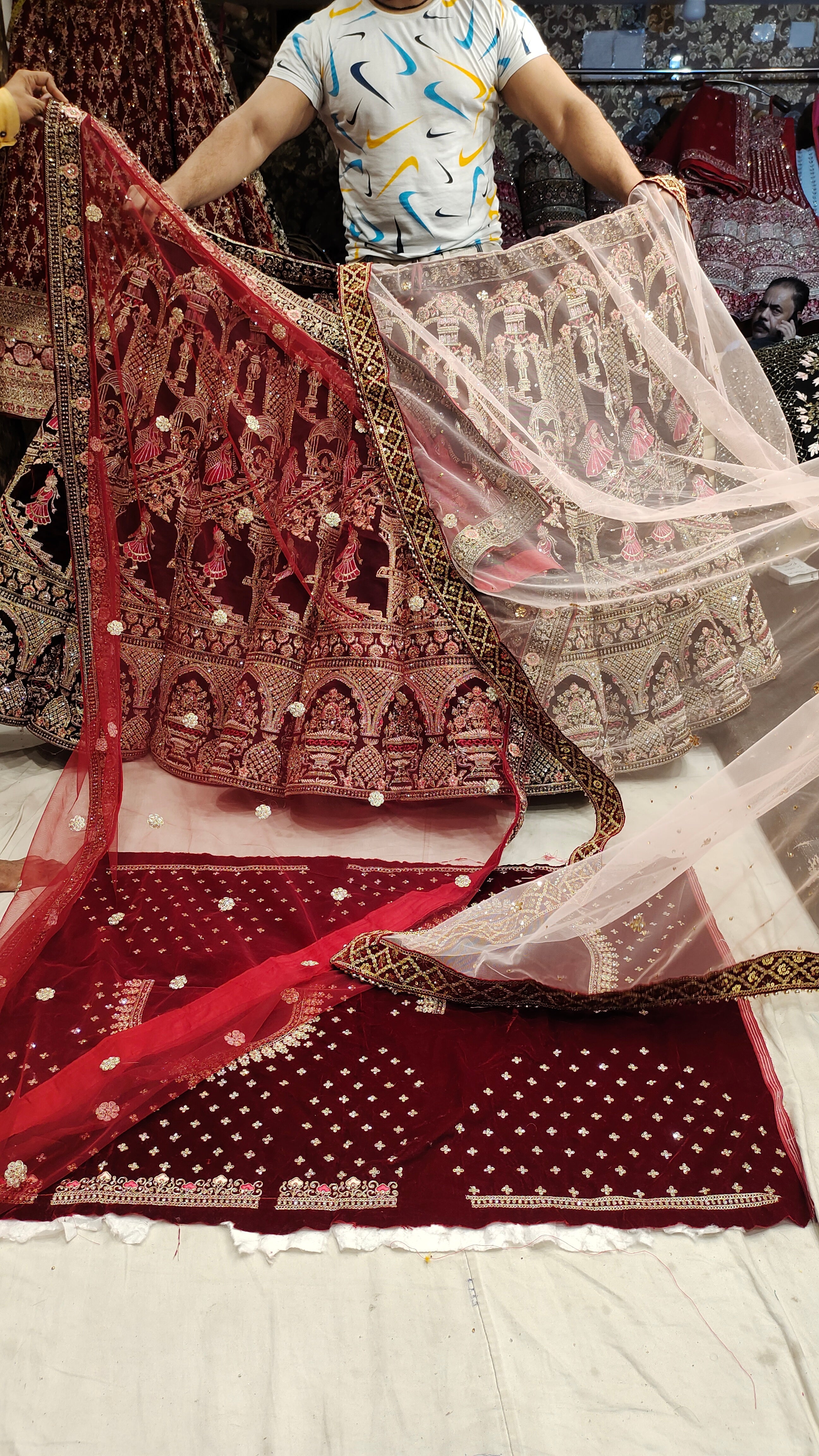 Astounding Cream and Red Colored Designer Lehenga Choli, Shop wedding  lehenga choli online