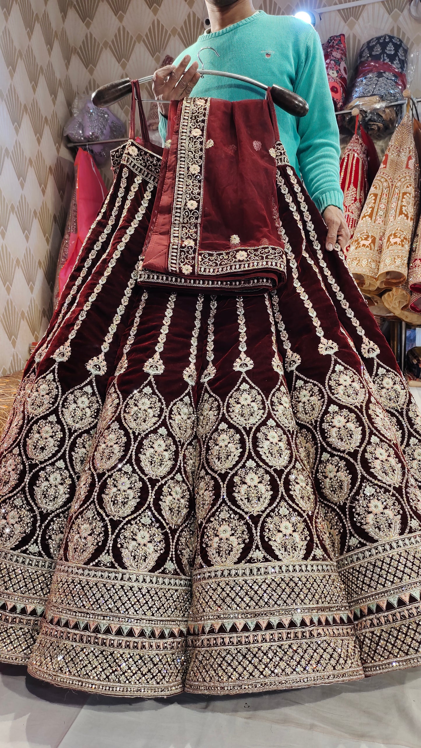 Maroon Bridal Lehanga by Shopping World - Shopping World