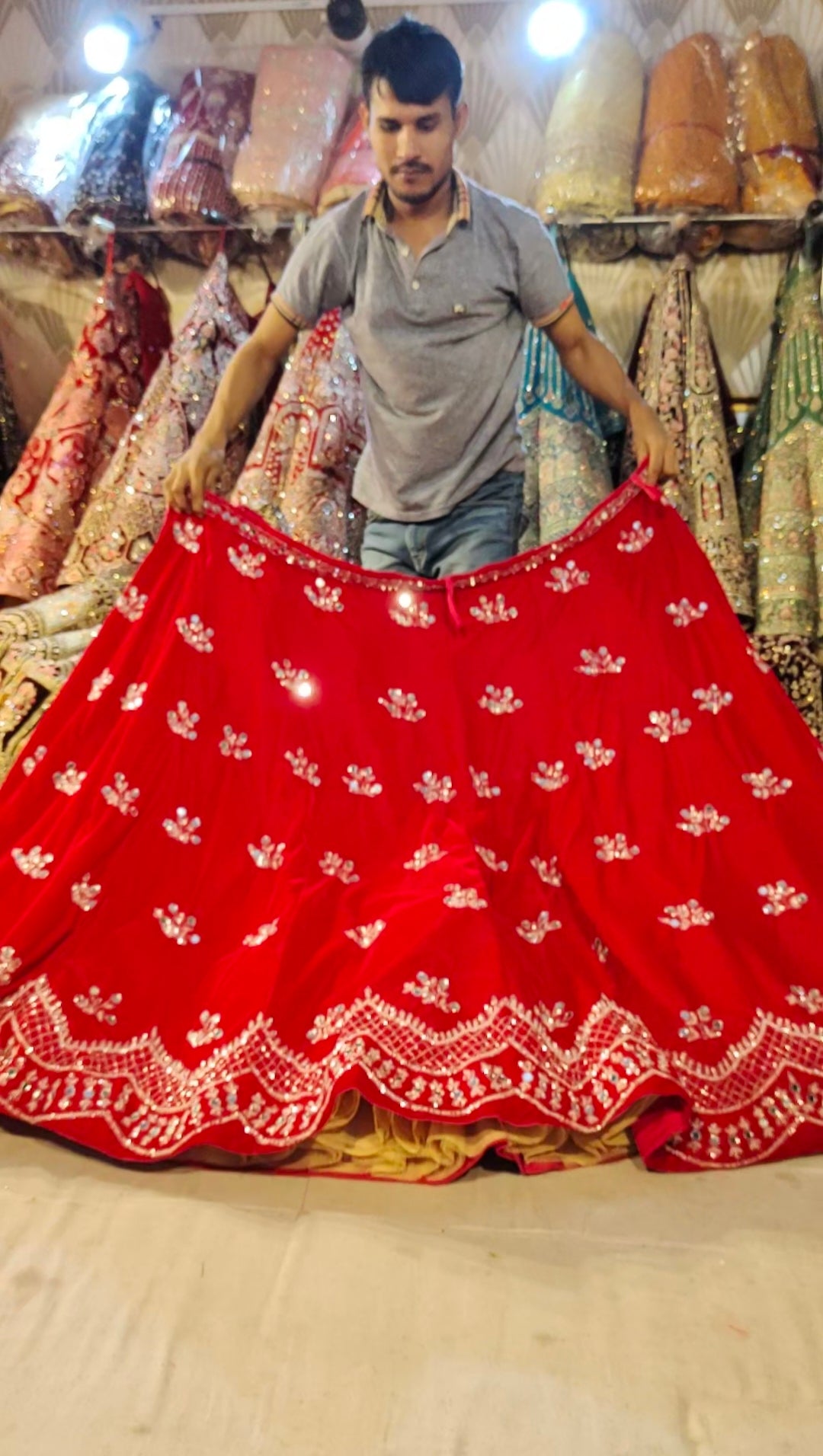 Pink mirror Lehenga