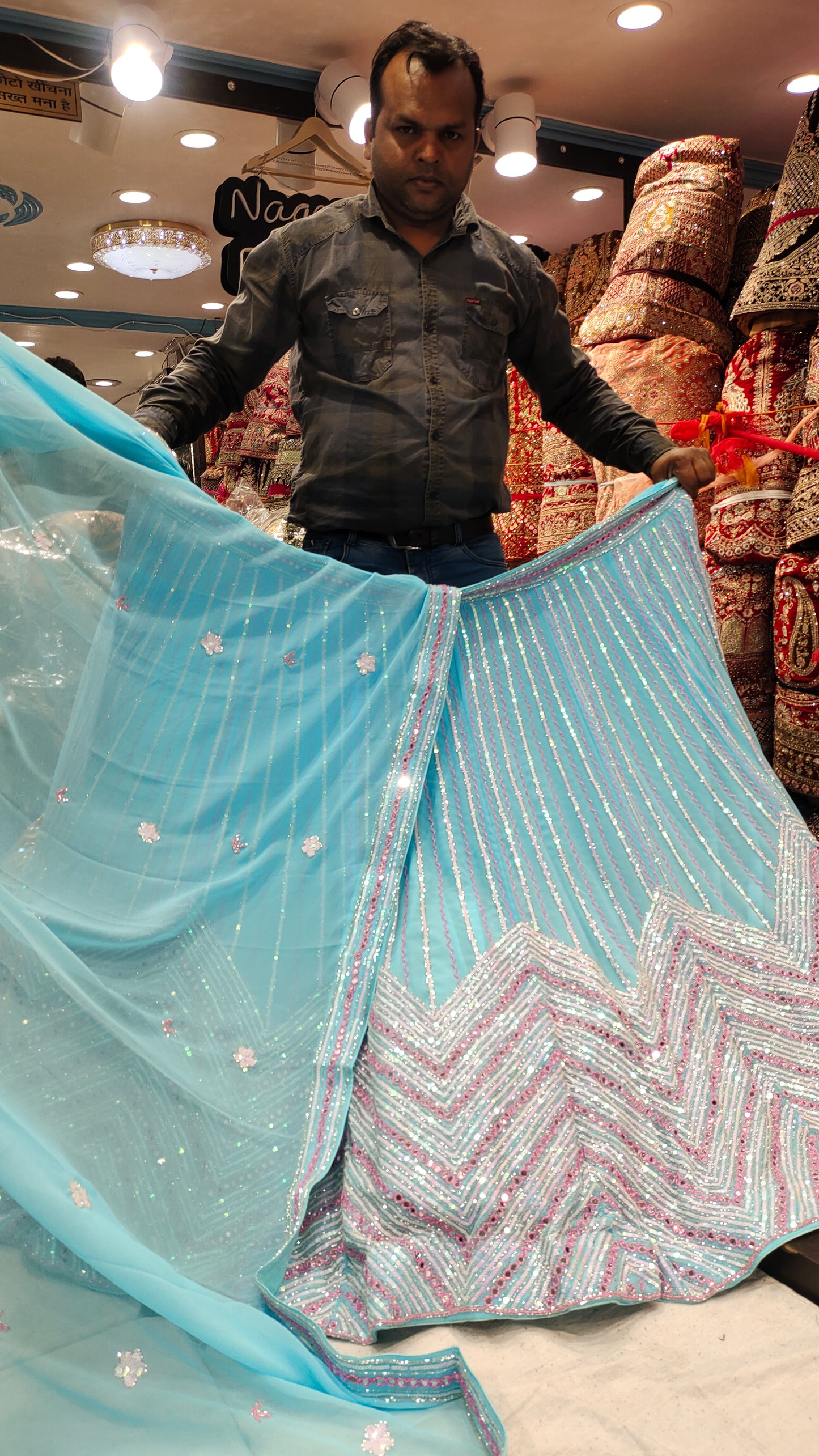 Blue ZigZag PDP Lehenga Shopping World