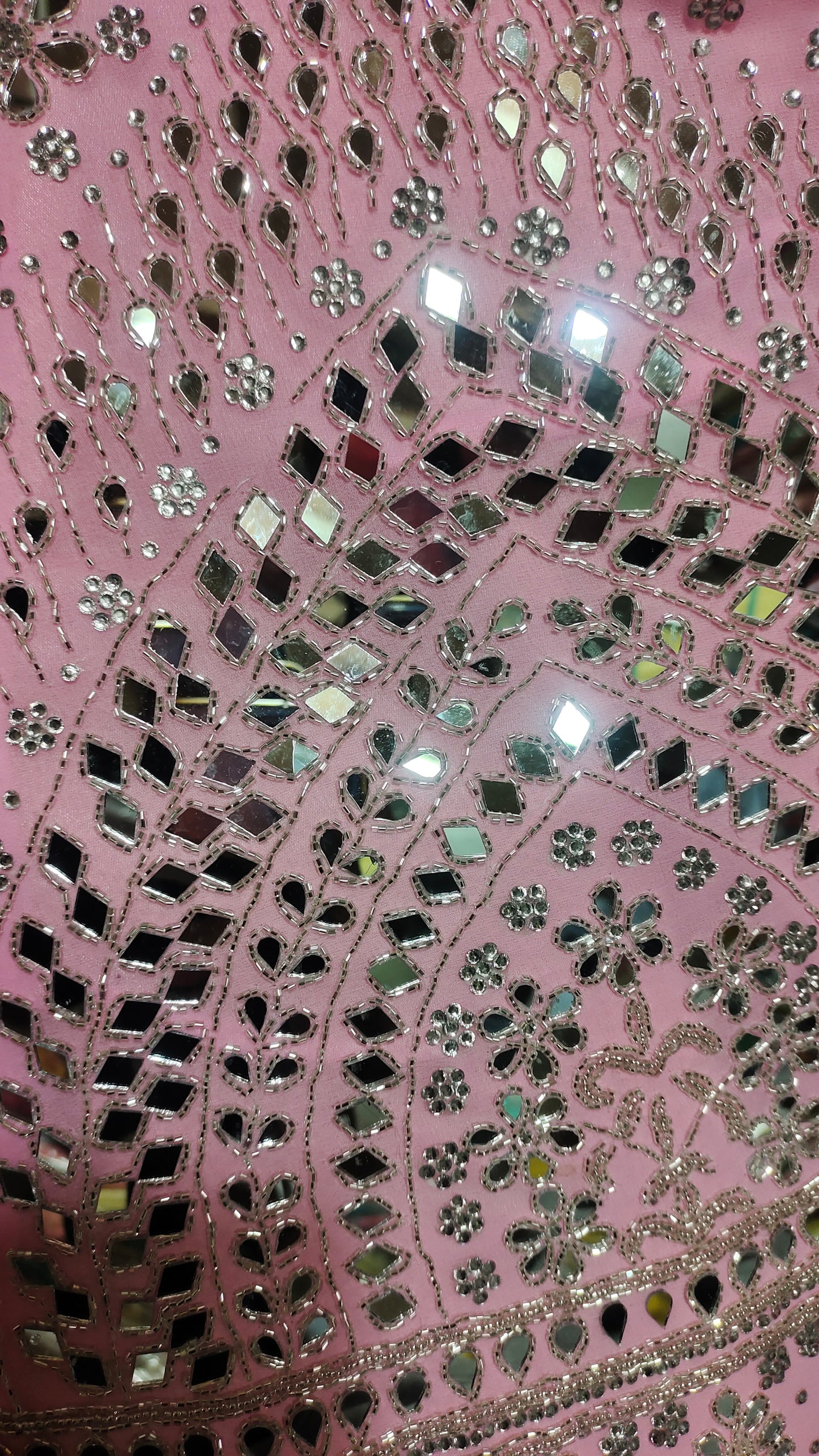 Pink Mirror work Lehenga