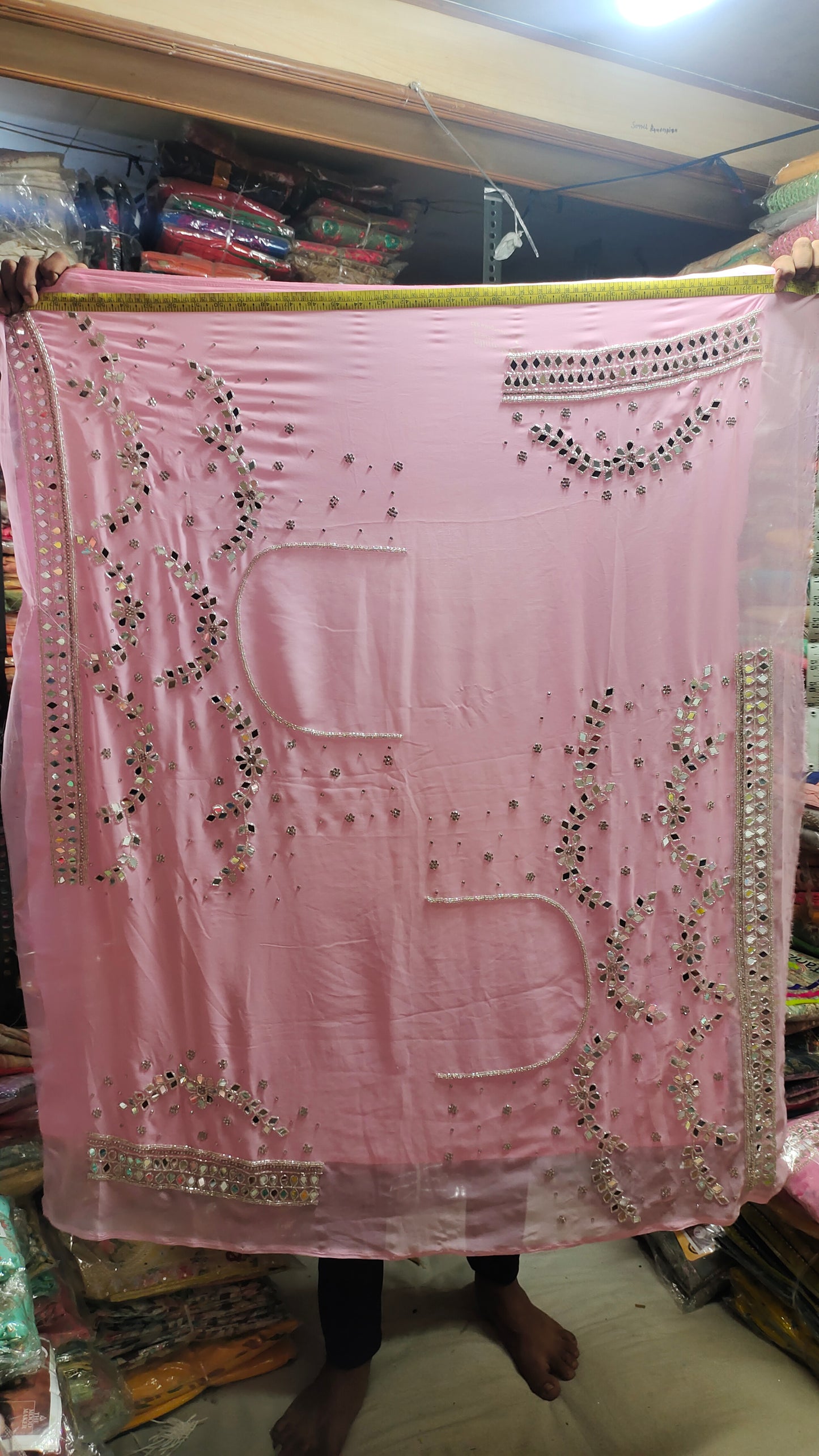 Pink Mirror work Lehenga