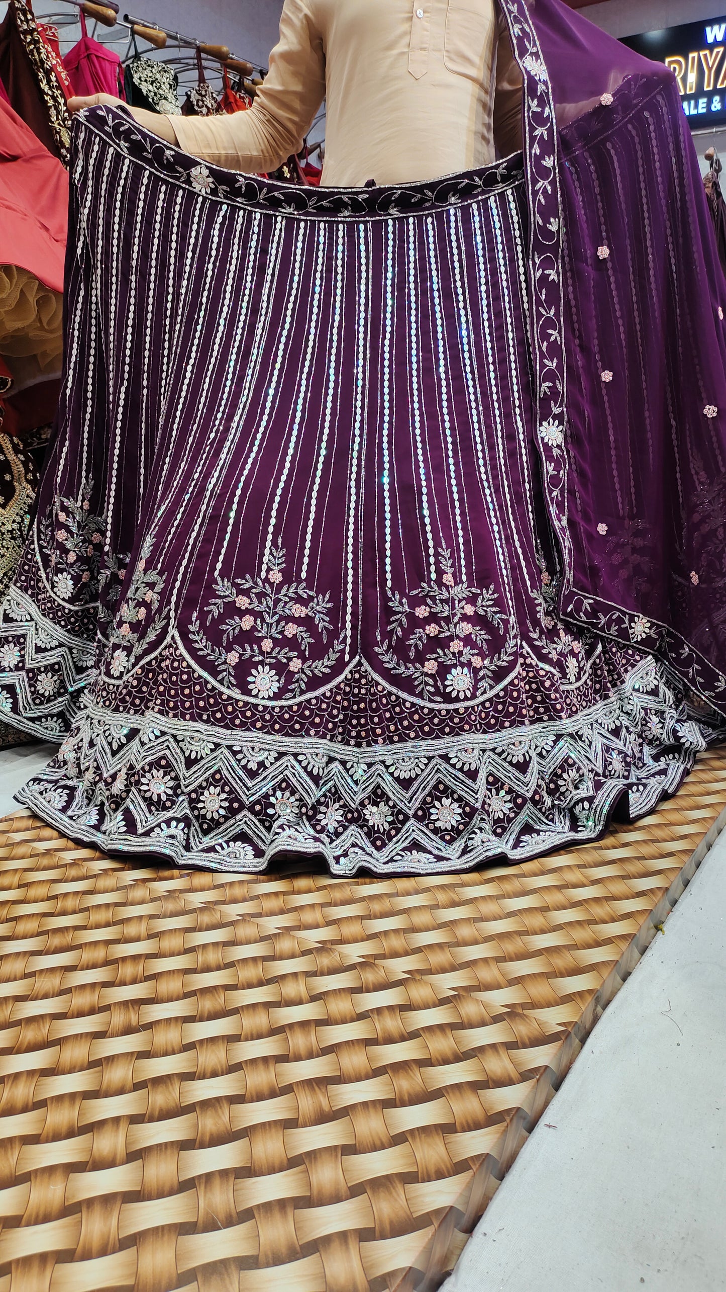 Attractive purple violet colour Lehenga