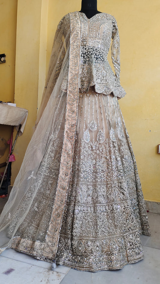 Designer Peplum long Dress Farshi Gaharara Pakistani Bridal Dress Muslim Special