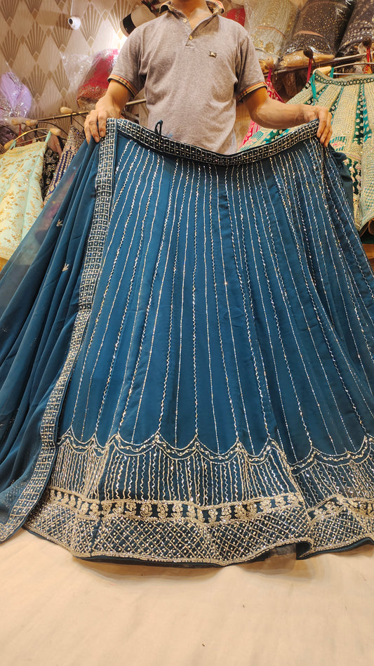 Lehenga de fiesta azul