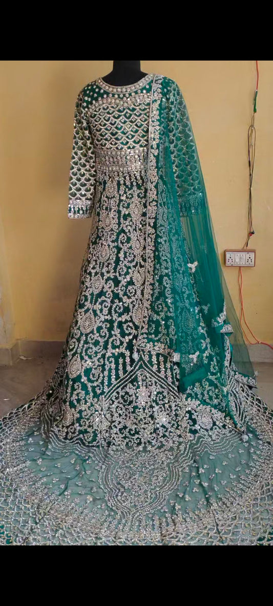 Fabulous Peplum long Dress Farshi Gaharara Pakistani Bridal Dress Muslim Special